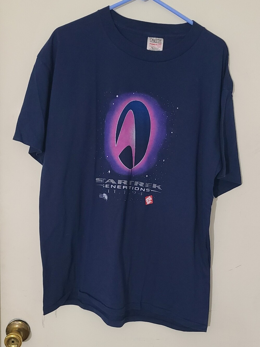 Vintage Star Trek Generations Movie promo Jack in the Box T-Shirt XL Sci-Fi